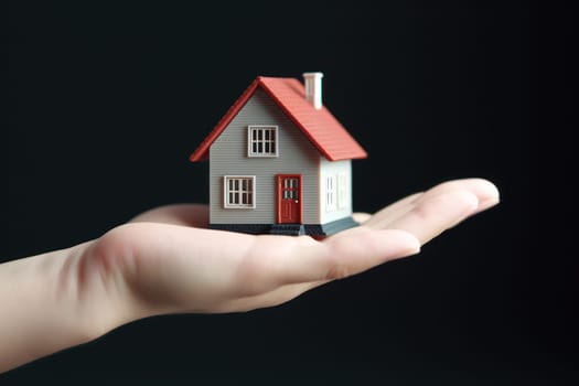 Model house piggy bank and coin Generative AI.