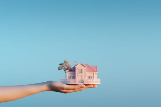 Model house piggy bank and coin Generative AI.