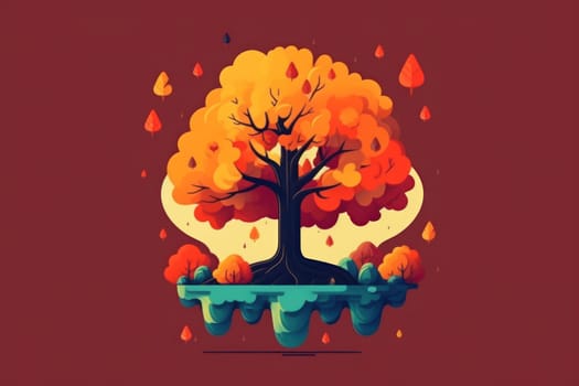 Simple flat Design of autumn Generative AI.