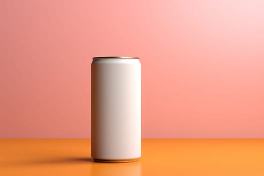 White Blank beer can Mockup with natural theme background Generative AI.