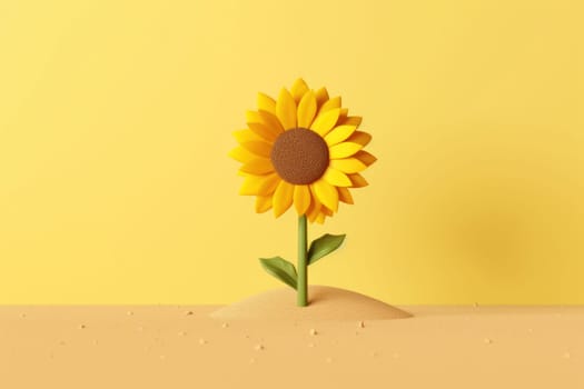 3D yellow sunflower with minimal pastel background Generative AI.