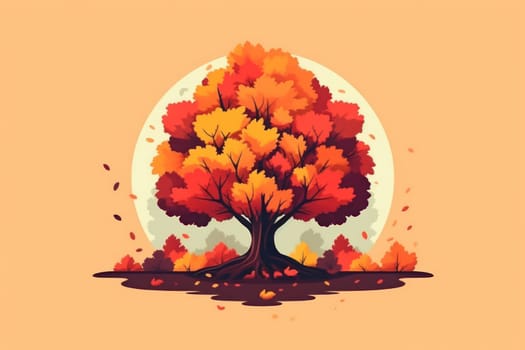 Simple flat Design of autumn Generative AI.