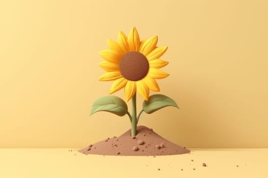 3D yellow sunflower with minimal pastel background Generative AI.