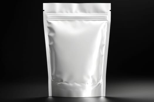 White Blank Coffee bag Pack Mockup Stand Up with pastel natural theme background Generative AI.