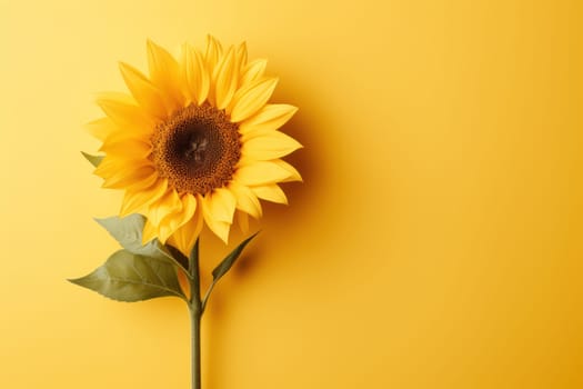 Beautiful sunflower on neutral colour background Generative AI.