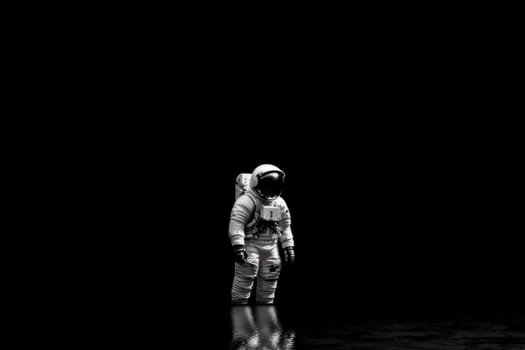 Photo of an astronaut in the black darkness Generative AI.