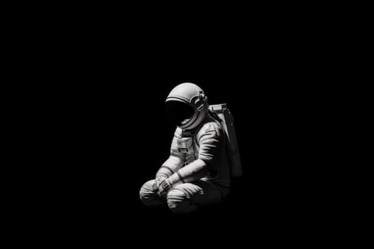 Photo of an astronaut in the black darkness Generative AI.