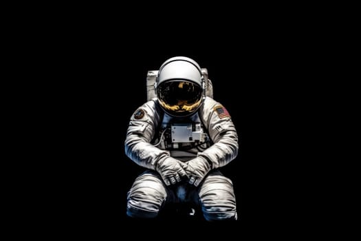 Photo of an astronaut in the black darkness Generative AI.