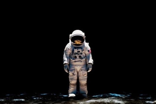 Photo of an astronaut in the black darkness Generative AI.