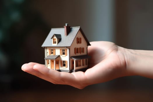Model house piggy bank and coin Generative AI.