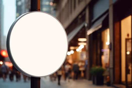 Blank minimal circular shop signboard mockup for design Generative AI.