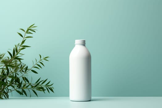 White Blank Bottle Mockup with natural theme background Generative AI.
