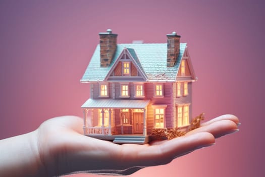 Model house piggy bank and coin Generative AI.