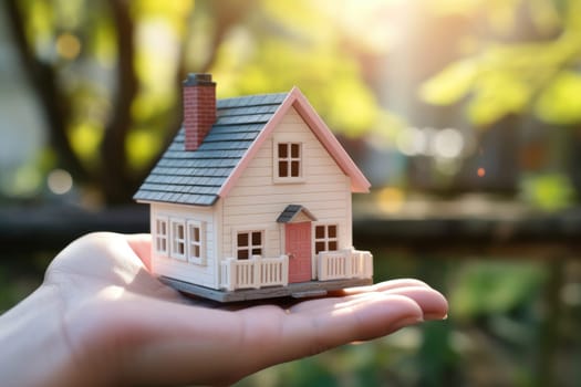 Model house piggy bank and coin Generative AI.
