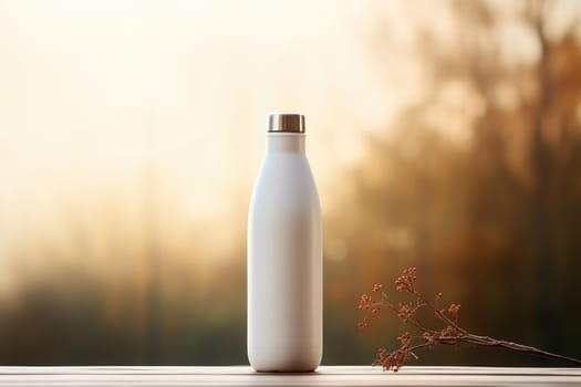 White Blank Bottle Mockup with natural theme background Generative AI.