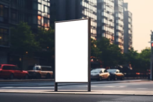 Blank Billboard on City Street at Night Outdoor advertising Generative AI.
