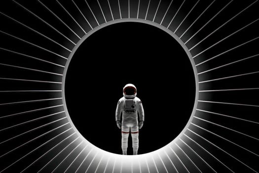 Photo of an astronaut in the black darkness Generative AI.