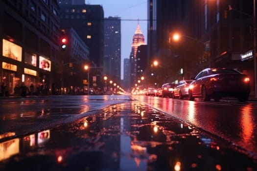 City street Radiance lights night city street landscape Generative AI.