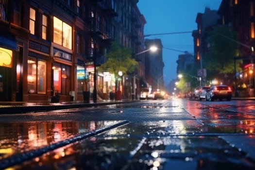 City street Radiance lights night city street landscape Generative AI.