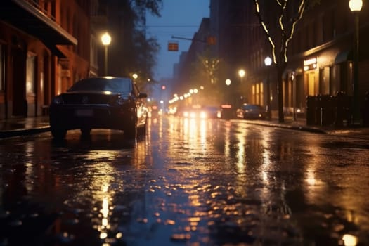 City street Radiance lights night city street landscape Generative AI.