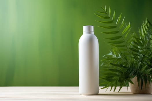White Blank Bottle Mockup with natural theme background Generative AI.