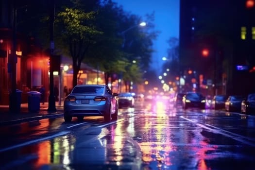 City street Radiance lights night city street landscape Generative AI.