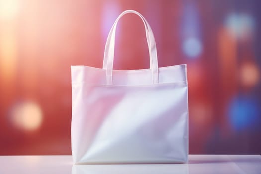 Mockup White Blank shopping bag with natural theme background Generative AI.