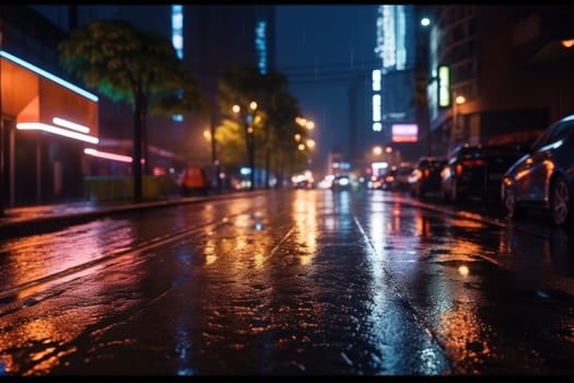 City street Radiance lights night city street landscape Generative AI.