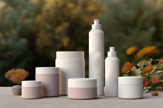 3D render individual skincare product package white blank mockup Generative AI.