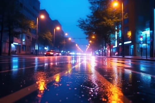 City street Radiance lights night city street landscape Generative AI.