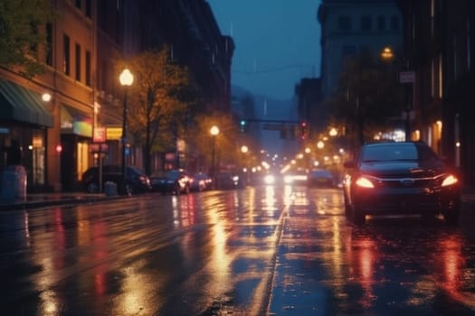 City street Radiance lights night city street landscape Generative AI.