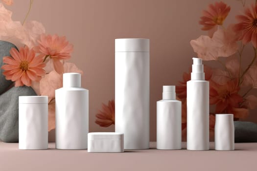 3D render individual skincare product package white blank mockup Generative AI.