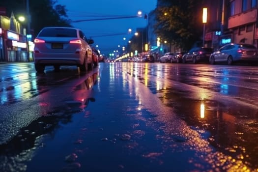 City street Radiance lights night city street landscape Generative AI.