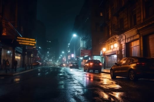 City street Radiance lights night city street landscape Generative AI.