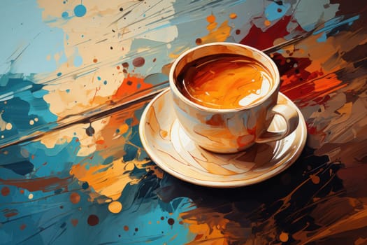 Cup of coffee poster design abstract background.