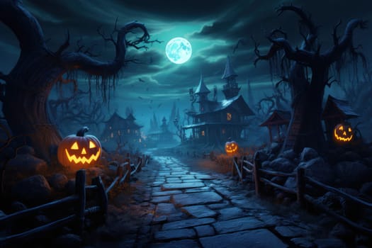 Halloween Event Happy Halloween Halloween spooky background scary pumpkins scene Generative AI.