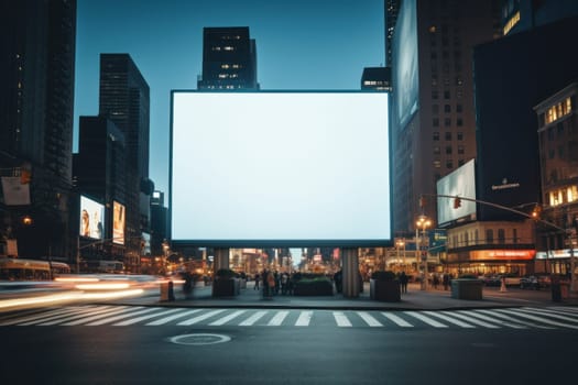Digital Media Blank white mock up of advertising light box billboard at city background, advertising, Generative AI.