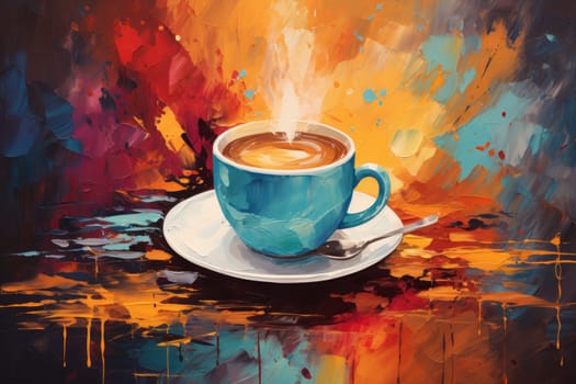 Cup of coffee poster design abstract background.