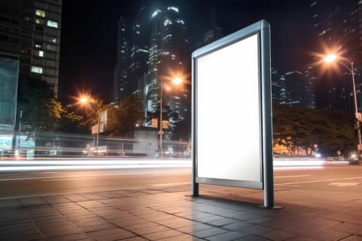 Digital Media Blank white mock up of advertising light box billboard at city background, advertising, Generative AI.