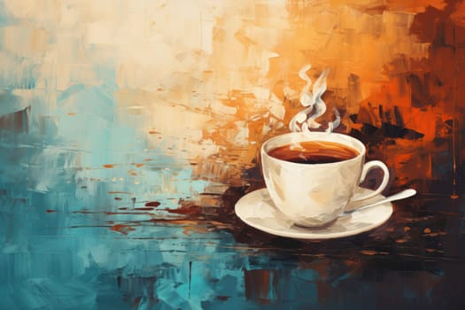 Cup of coffee poster design abstract background.