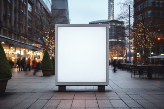 Digital Media Blank white mock up of advertising light box billboard at city background, advertising, Generative AI.