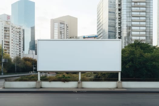 White empty billboard in an urban environment. City streets, Generative AI.