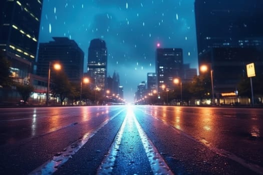 City street Radiance lights night city street landscape Generative AI.