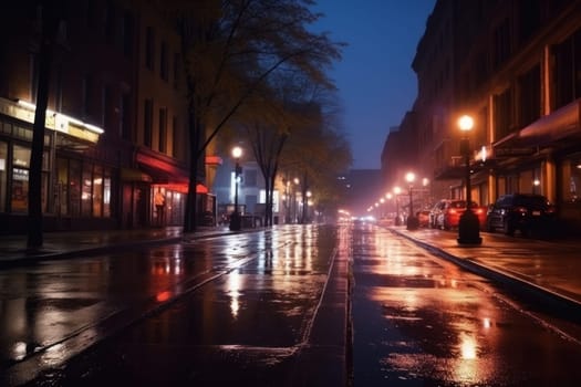 City street Radiance lights night city street landscape Generative AI.