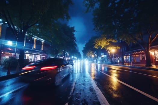 City street Radiance lights night city street landscape Generative AI.