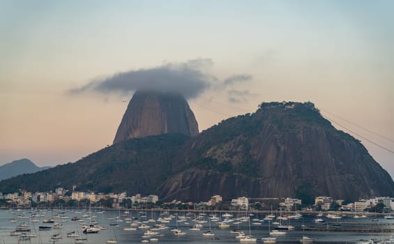 Dusk scenery of Rio Sugarloaf Mountain and bays