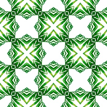 Chevron watercolor pattern. Green gorgeous boho chic summer design. Textile ready exotic print, swimwear fabric, wallpaper, wrapping. Green geometric chevron watercolor border.