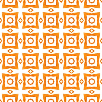 Watercolor medallion seamless border. Orange awesome boho chic summer design. Textile ready modern print, swimwear fabric, wallpaper, wrapping. Medallion seamless pattern.