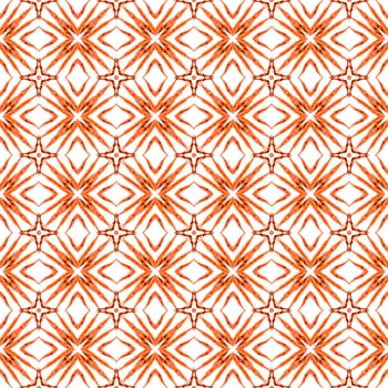 Hand drawn tropical seamless border. Orange eminent boho chic summer design. Tropical seamless pattern. Textile ready attractive print, swimwear fabric, wallpaper, wrapping.