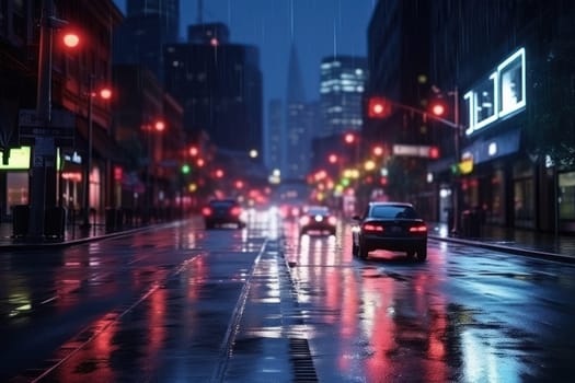 City street Radiance lights night city street landscape Generative AI.
